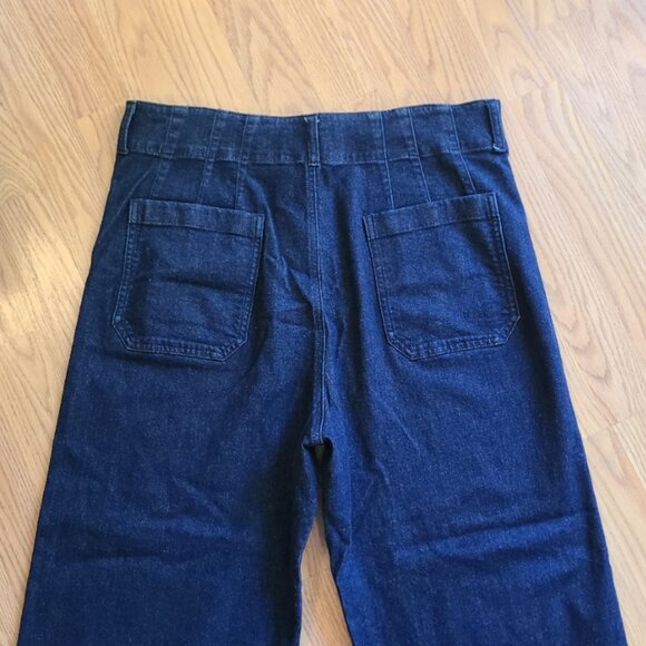 by ANTHROPOLOGIE THE COLETTE CROPPED WIDE-LEG PANTS HIGH RISE SILK DENIM sz 32 - Picture 5 of 7